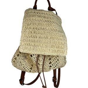 Elegant Cream Woven Backpack